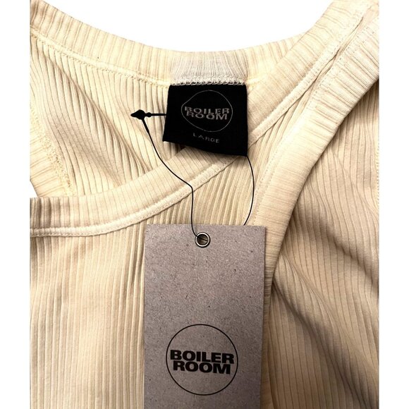 Boiler Room Garment Dyed Ribbed Tank in Bone Large New Mens Top - Picture 9 of 10